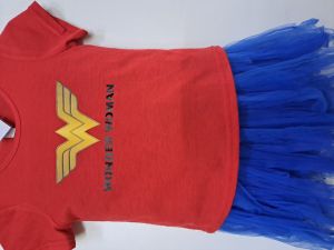 Kids Costumes to Hire - WonderWoman - Shirt & Tutu - 6 years